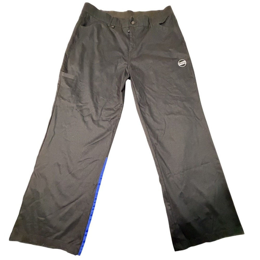 Pepsi Workwear Pants Black Blue Stripe Logo Utility Women Size 16
